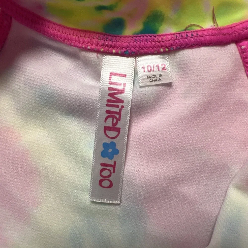 Limited Too Girls Tie Dye One Piece Rash Guard Swimsuit Size 10/12 UPF‎